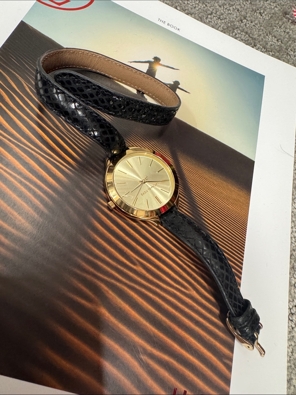 Classic Gold Dial women’s Watch with Black Leather Strap